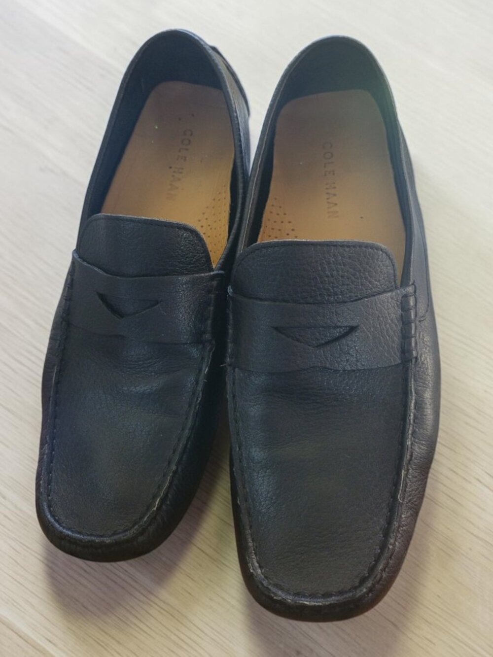 Cole Haan Men's Black Pebbled Leather Penny Driving Loafers Sz 9.5